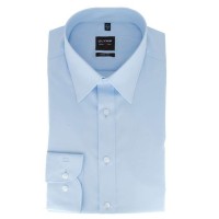 Camicia OLYMP Level Five body fit UNI POPELINE azzurro con New York Kent collar in taglio stretto