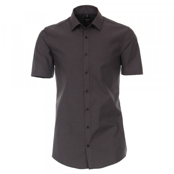 Chemise Venti BODY FIT UNI POPELINE anthracite avec col Kent en coupe étroite