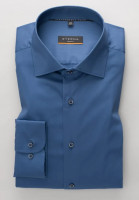 Camisa Eterna SLIM FIT UNI STRETCH azul medio con cuello Clásico Kent de corte estrecho