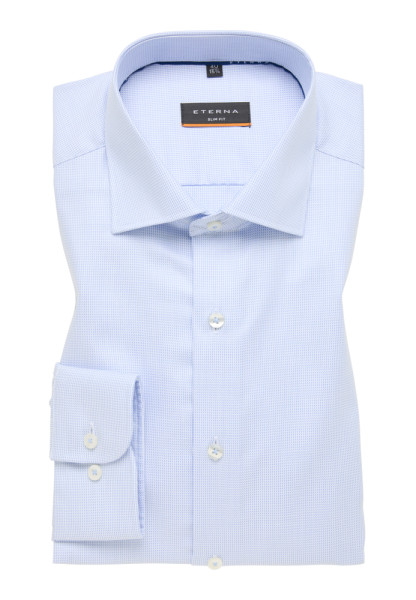 Eterna overhemd SLIM FIT STRUCTUUR lichtblauw met Klassieke Kentkraag in smalle snit