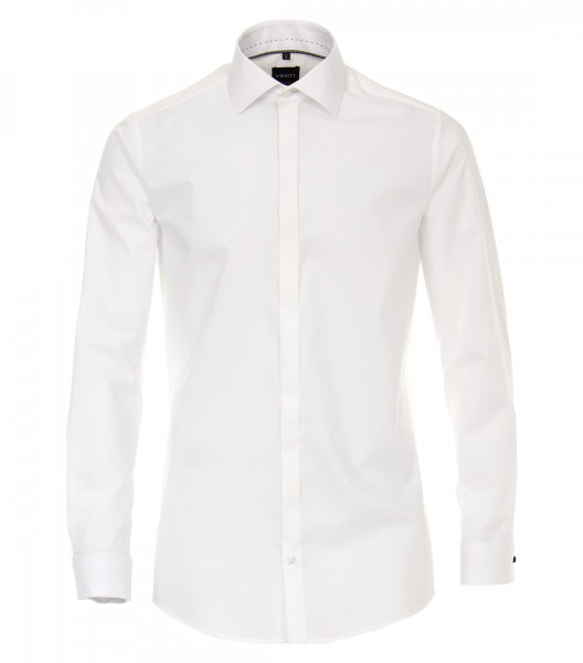 Venti shirt BODY FIT UNI POPELINE white with Kent collar in narrow cut