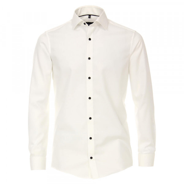 Camisa Venti MODERN FIT UNI POPELINE beige con cuello Kent de corte moderno