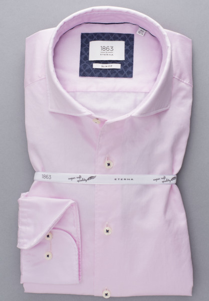 Eterna shirt SLIM FIT TWILL pink with Shark collar in narrow cut