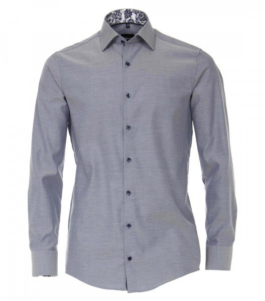 Venti Hemd MODERN FIT STRUKTUR dunkelblau mit Kent Kragen in moderner Schnittform