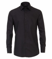 Venti shirt MODERN FIT UNI POPELINE black with Kent collar in modern cut