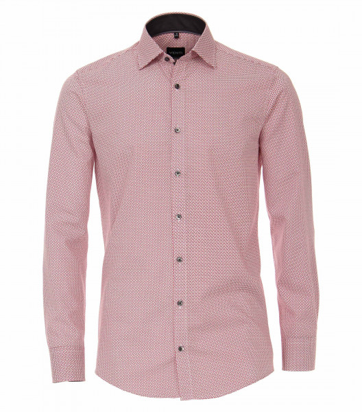 Venti Hemd MODERN FIT PRINT rot mit Kent Kragen in moderner Schnittform