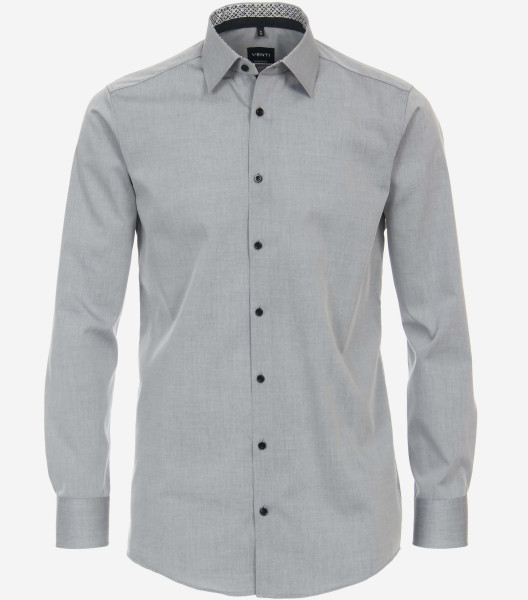 Camisa Venti MODERN FIT UNI POPELINE gris con cuello Kent de corte moderno
