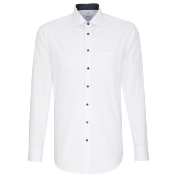 Seidensticker REGULAR shirt UNI POPELINE white with Business Kent collar in modern cut