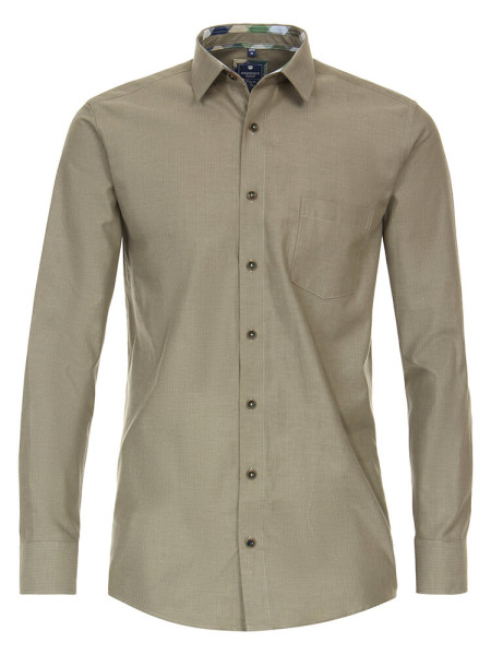 Redmond overhemd REGULAR FIT TWILL beige met Button Down-kraag in klassieke snit