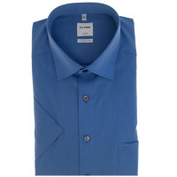 Chemise OLYMP Luxor comfort fit CHAMBRAY bleu moyen avec col Nouveau Kent en coupe classique