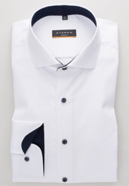 Camisa Eterna SLIM FIT TWILL blanco con cuello Seccionado de corte estrecho