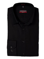 Marvelis BODY FIT shirt UNI POPELINE black with New York Kent collar in narrow cut