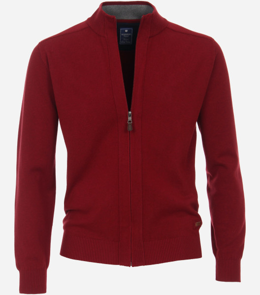 Redmond cardigan REGULAR FIT KNITTED red with Stand-up collar collar in classic cut