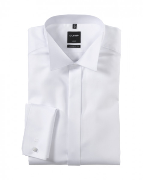 Camisa OLYMP Luxor soirée modern fit FAUX UNI blanco con cuello de Pajarita de corte moderno