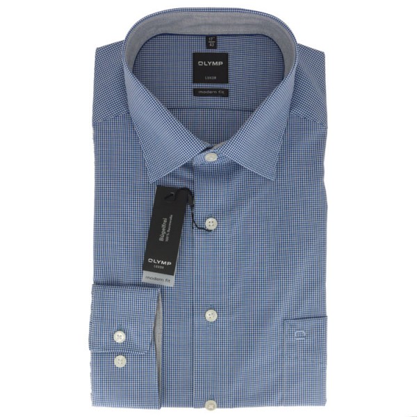 Camicia OLYMP Luxor modern fit OFFICE blu scuro con Nuovo Kent collar in taglio moderno