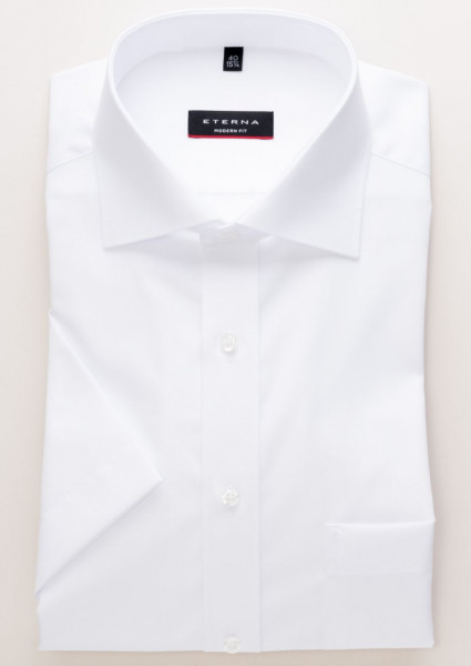 Camicia Eterna MODERN FIT UNI POPELINE bianco con Kent collar in taglio moderno