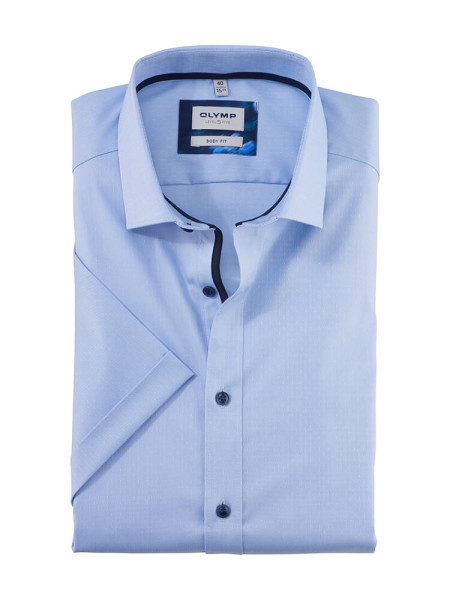 Camisa Olymp LEVEL 5 UNI POPELINE azul claro con cuello Kent moderno de corte estrecho