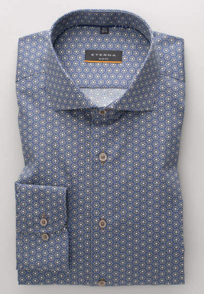 Eterna Hemd SLIM FIT TWILL dunkelblau mit Hai Kragen in schmaler Schnittform