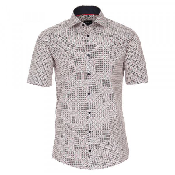 Venti Hemd MODERN FIT PRINT rot mit Kent Kragen in moderner Schnittform