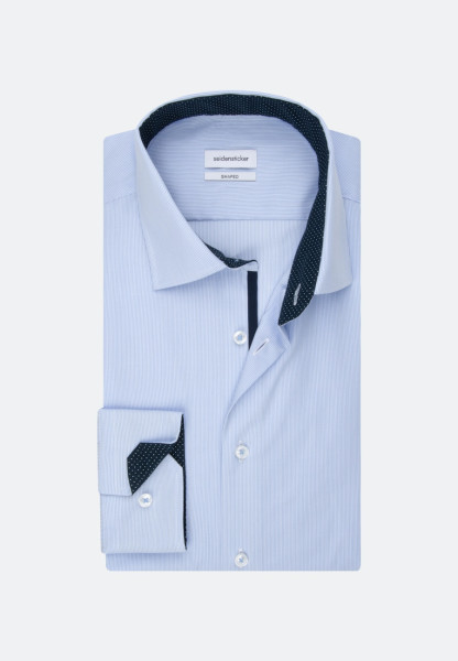 Camisa Seidensticker TAILORED UNI POPELINE azul claro con cuello Business Kent de corte estrecho