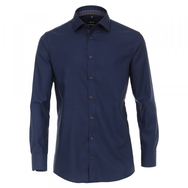 Camisa Venti MODERN FIT ESTRUCTURA azul oscuro con cuello Kent de corte moderno