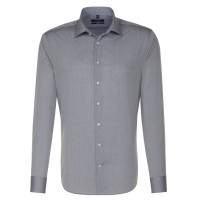 Chemise Seidensticker SHAPED CHAMBRAY gris avec col Business Kent en coupe moderne