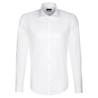 Camisa Seidensticker SLIM FIT UNI POPELINE blanco con cuello Business Kent de corte estrecho