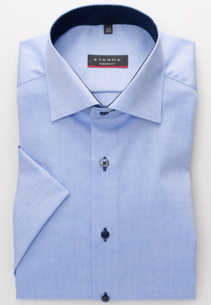 Eterna shirt MODERN FIT FINE OXFORD medium blue with Classic Kent collar in modern cut