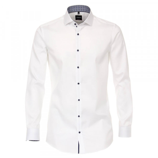 Camisa Venti BODY FIT TWILL blanco con cuello Seccionado de corte estrecho