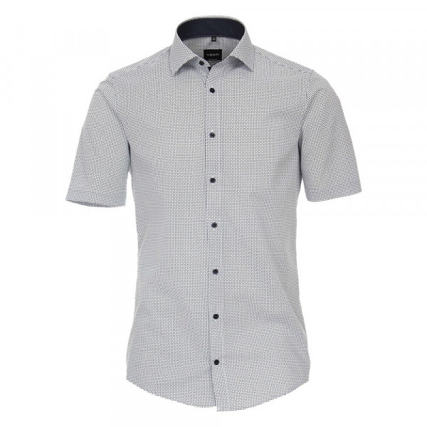 Venti Hemd MODERN FIT PRINT mittelblau mit Kent Kragen in moderner Schnittform