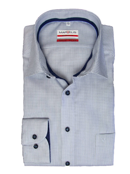 Marvelis Hemd MODERN FIT UNI POPELINE hellblau mit New Kent Kragen in moderner Schnittform