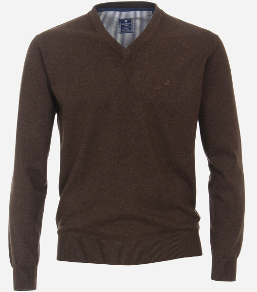 Ponticello Redmond REGULAR FIT MAGLIA marrone con Scollo a V collar in taglio classico