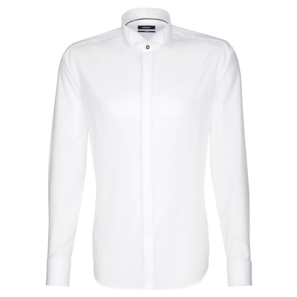 Camicia Seidensticker SHAPED UNI POPELINE bianco con Carmen Party collar in taglio moderno