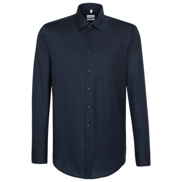 Chemise Seidensticker REGULAR STRUCTURE bleu foncé avec col Business Kent en coupe moderne