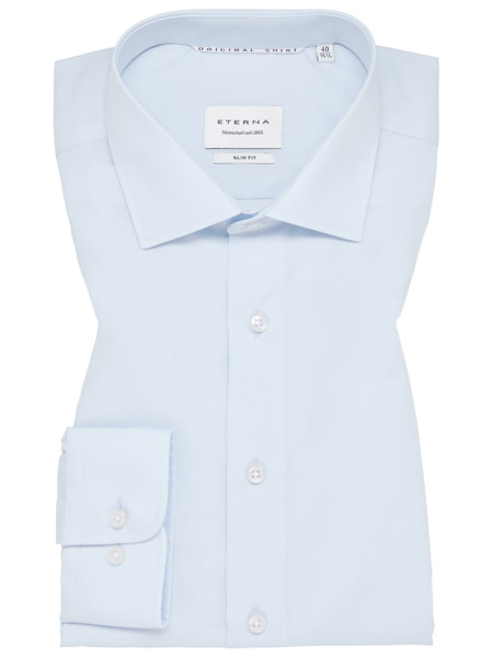 Eterna shirt SLIM FIT UNI POPELINE light blue with Kent collar in narrow cut