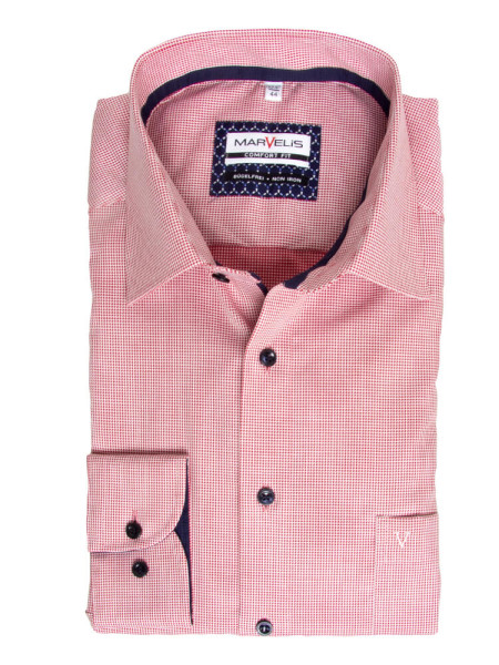 Marvelis Hemd COMFORT FIT STRUKTUR rot mit New Kent Kragen in klassischer Schnittform