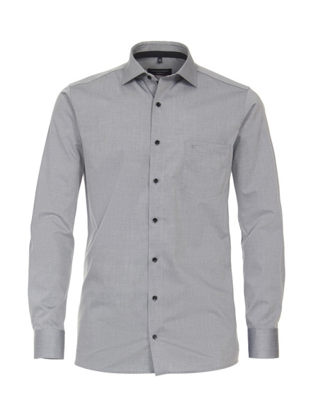 Camisa CasaModa MODERN FIT UNI POPELINE gris con cuello Kent de corte moderno