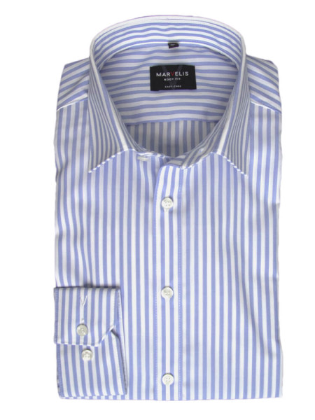 Marvelis shirt BODY FIT UNI POPELINE light blue with New York Kent collar in narrow cut