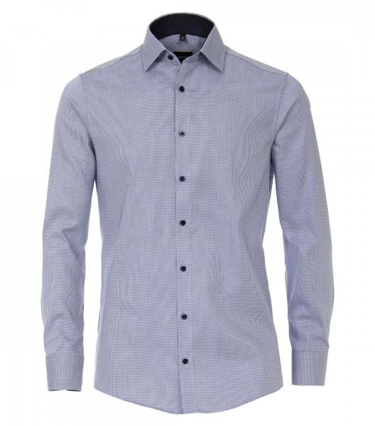 Venti Hemd MODERN FIT STRUKTUR dunkelblau mit Kent Kragen in moderner Schnittform