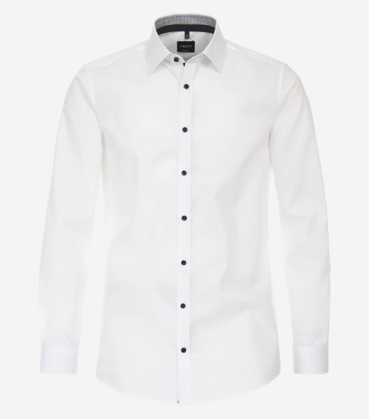Venti shirt BODY FIT UNI POPELINE white with Kent collar in narrow cut