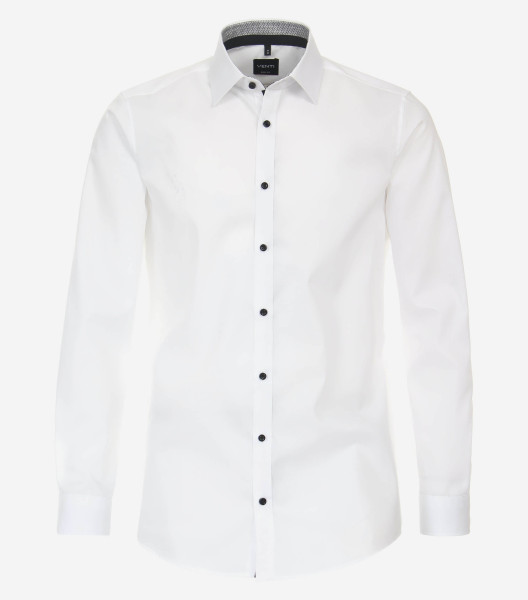 Camicia Venti BODY FIT UNI POPELINE bianco con Kent collar in taglio stretto