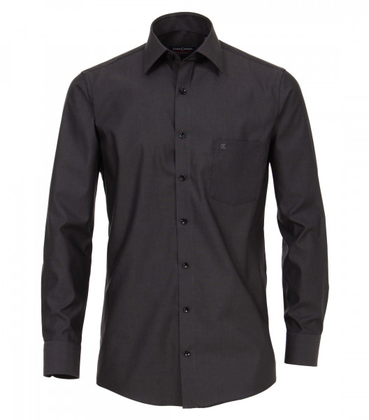 Camicia CASAMODA COMFORT FIT UNI POPELINE antracite con Kent collar in taglio classico