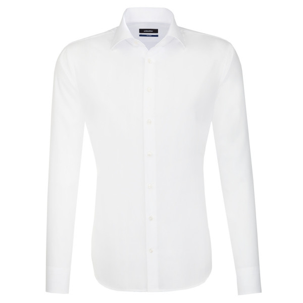 Camicia Seidensticker SHAPED UNI POPELINE bianco con Business Kent collar in taglio moderno