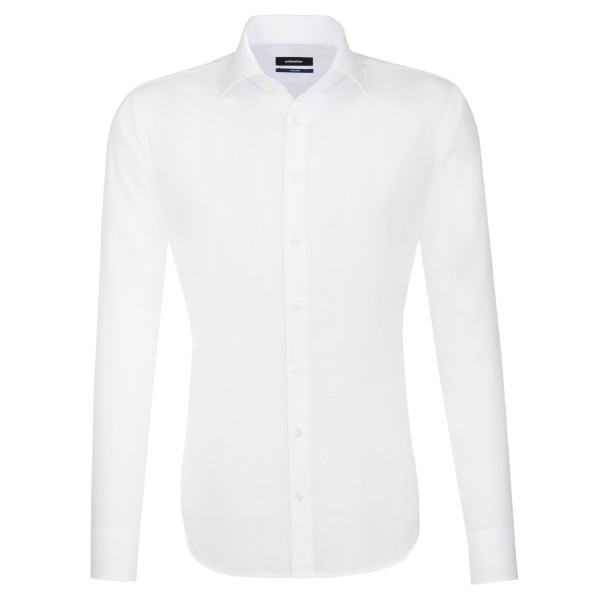 Camisa Seidensticker SHAPED UNI POPELINE blanco con cuello Business Kent de corte moderno