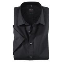 OLYMP Level Five body fit overhemd UNI POPELINE zwart met New York Kentkraag in smalle snit