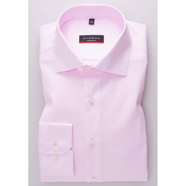 Camisa Eterna MODERN FIT TWILL roza con cuello Clásico Kent de corte moderno