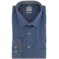 Camicia OLYMP Luxor comfort fit OFFICE blu scuro con Nuovo Kent collar in taglio classico