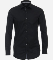 Camicia Venti BODY FIT HYPERFLEX nero con Kent collar in taglio stretto