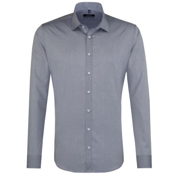 Camisa Seidensticker X-SLIM CHAMBRAY gris con cuello Business Kent de corte súper estrecho