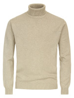 Redmond sweater REGULAR FIT MELANGE beige with Turtleneck collar in classic cut